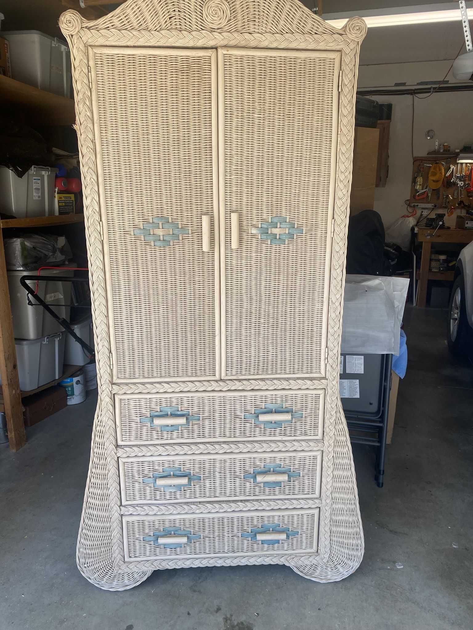 Wicker Wardrobe Cabinet/Armoire
