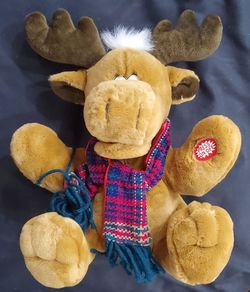 Animated Singing Holiday Moose Plush Toy with Scarf