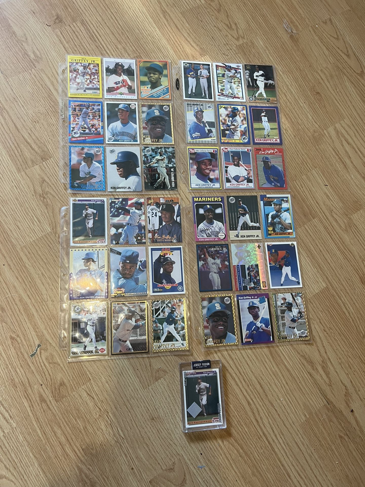 Ken Griffey Jr Baseball Card Lot With Fusion Jersey Card
