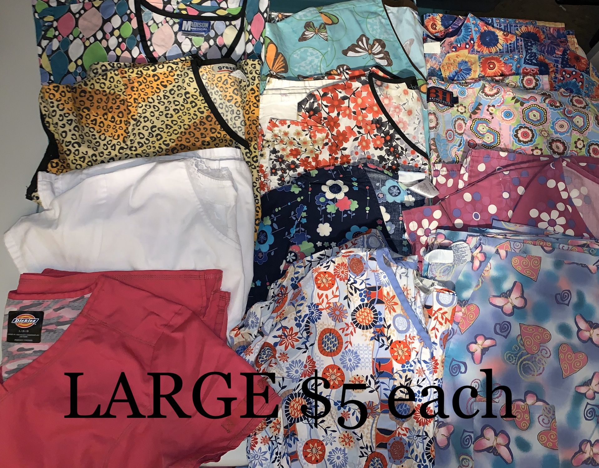 Large scrub tops, $5 each