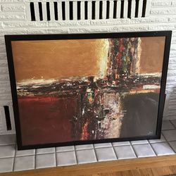 Large Abstract Wall Art – 46.5” x 36” Framed Canvas