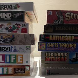 Classic  Board Games: Monopoly, Life, Sorry, Trivial Pursuitww, Battleship, Twister, Strategy, Mastermind Etc