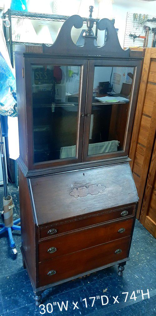 Empire Furniture Co. 1920's Walnut Secretary Desk / Antique Winthrop Desk / Antique Furniture