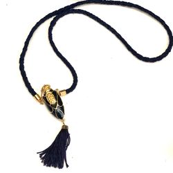 Enamel Perfume Bottle Necklace 28”