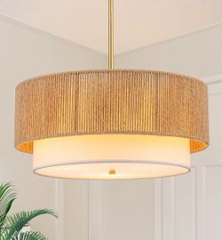 Farmhouse rattan chandelier