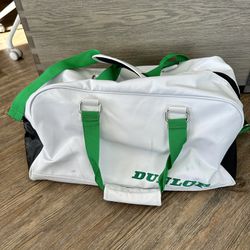 Dunlop white green sports duffel gym bag