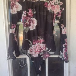 Iris Floral see thru bodysuit size Medium 