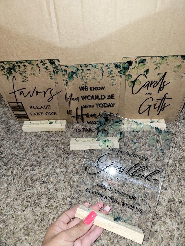 4 Pcs Acrylic Wedding Signs