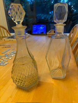 Vintage glass decanters (2)