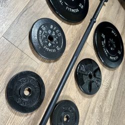 BRAND NEW 6 ft Standard Bar With Pairs Of 25s, 10s And 5s. (Total: 100 lbs)