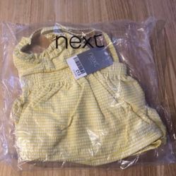 RRP £13 Next gingham yellow tankini swim set 3-6 month