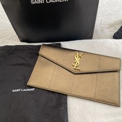 Saint Laurent Gold Envelope Clutch Original Item With Receipt And Dust Bag