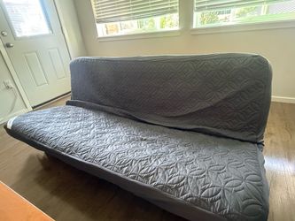 Futon Sofa Bed with Mattress & Sheets – Converts to Bed, Great Condition