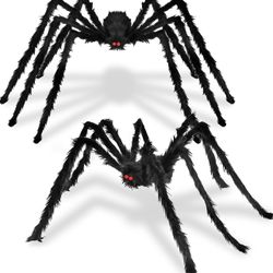 2 Pack 5 Ft. Large Spiders Realistic Hairy Halloween Decor (never Used)