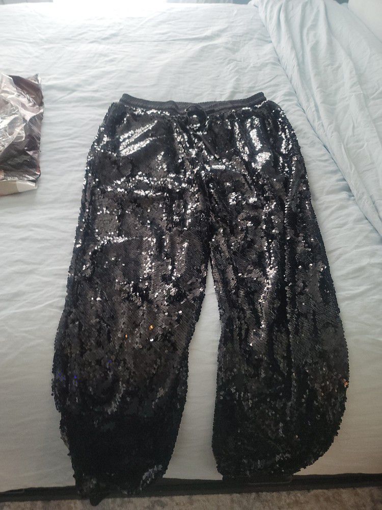 Black Sequined Joggers JLUX LABEL XL