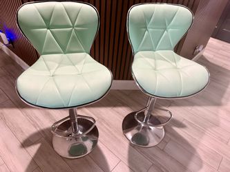 Set of 2 Mint Green Adjustable Bar Stools