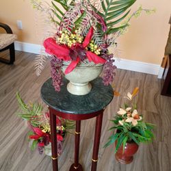 3 Floral arrangements and Display Stand