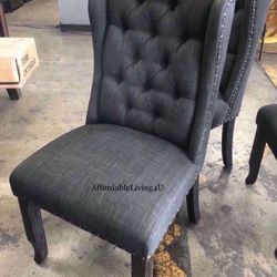 Dark Grey Wingback Dining Chairs Set Of 2 Brand New In Box 