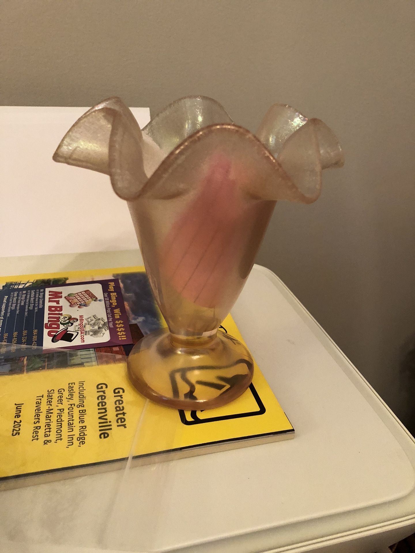 Fenton Pink Ruffle Vase