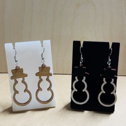 Snowman Wooden Earrings