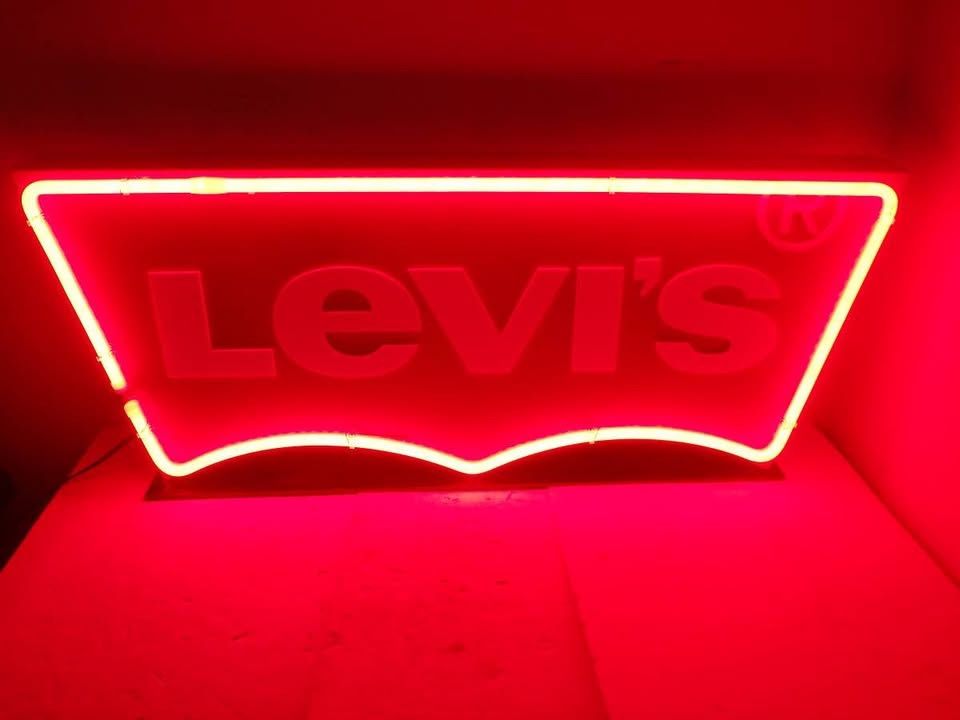 RARE Levi's Jeans Neon Sign LED Light Store Display 46" Double Sided