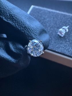 NEW 925 Solid Sterling Silver 3.00 ctw Round Cut Moissanite Earrings