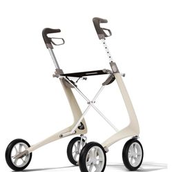 byACRE Carbon Ultralight Rollator Walker with Organizer Bag, Compact Track, Oyster White=R1-914