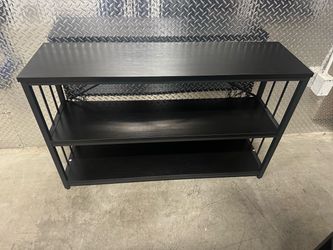 Black 3-Tier Metal and Wood Shelf Entertainment Center