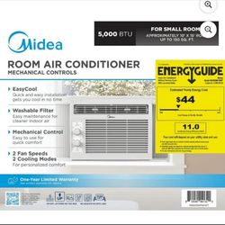 NEW Midea 5,000 BTU 150 Sq ft Mechanical Window Air Conditioner, White, MAW05M1WWT,