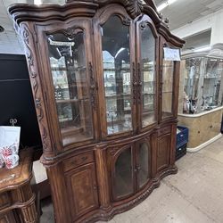 SALE LARGE Ornate French Provincial China Hutch Glass Display Cabinet