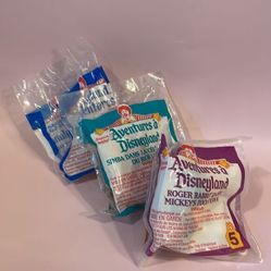 Lot of 3 Disneyland Adventures Toys by McDonalds 1994 in Original Packages 6” 