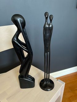 Pair of Sculptures Bronze & Wood