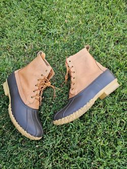 L.L.Bean Men's 8" Classic Duck Boots - Tan/ Brown Leather - Size 9 M - Made in USA
