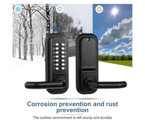 Outdoor Keyless Lock with Adjustable Deadlatch 2-3/8'' and 2-3/4'',Mechanical Combination Door Lock with Keypad, Sunscreen Waterproof Keyless Gate Loc