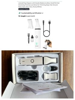 Dog Clippers with Double Blades,Cordless Small Pet Hair Grooming Trimmer,Low Noise for Trimming