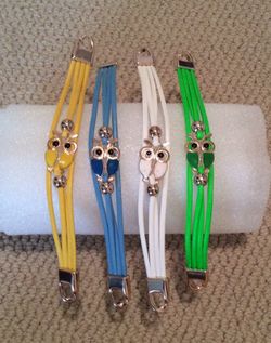 Leather Owl Charm Cute Bracelet