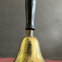 Antique Or Vintage (unknown Age) Brass Bell With Black Wooden Handle 