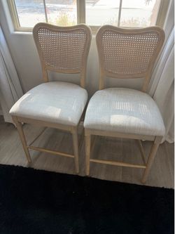 Set of 2 39” tall Wood with fabric seat barstools