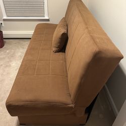 Brown Micro Suede Futon With Storage 