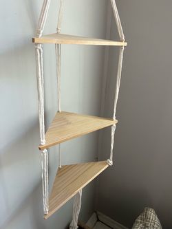 Wooden triangle Corner Shelves Hanging Rack,  Boho Farmhouse style