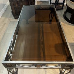 Glass & Metal Coffee Table – $65