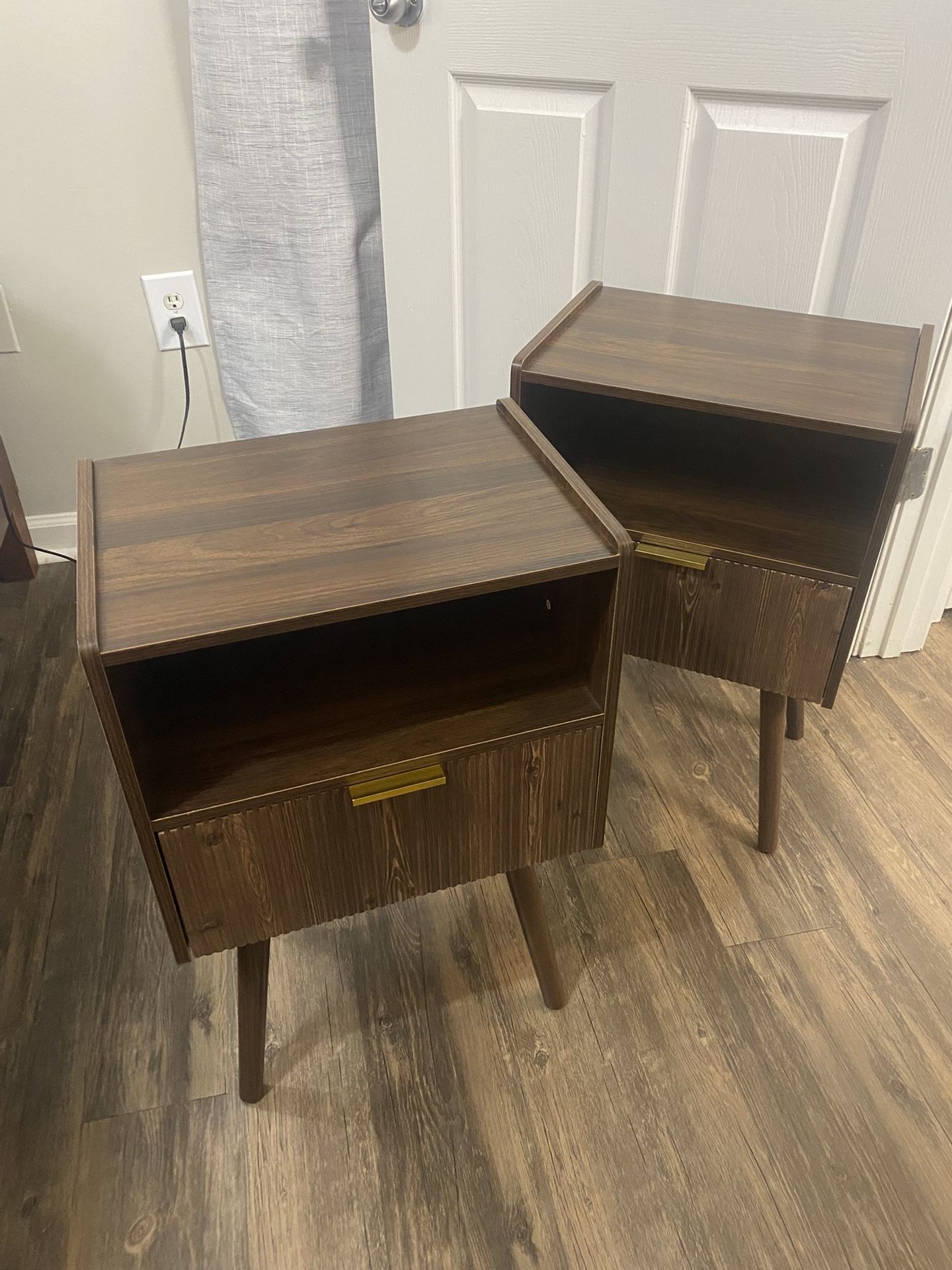 Modern Bedside Table with Storage Drawer and Open Shelf