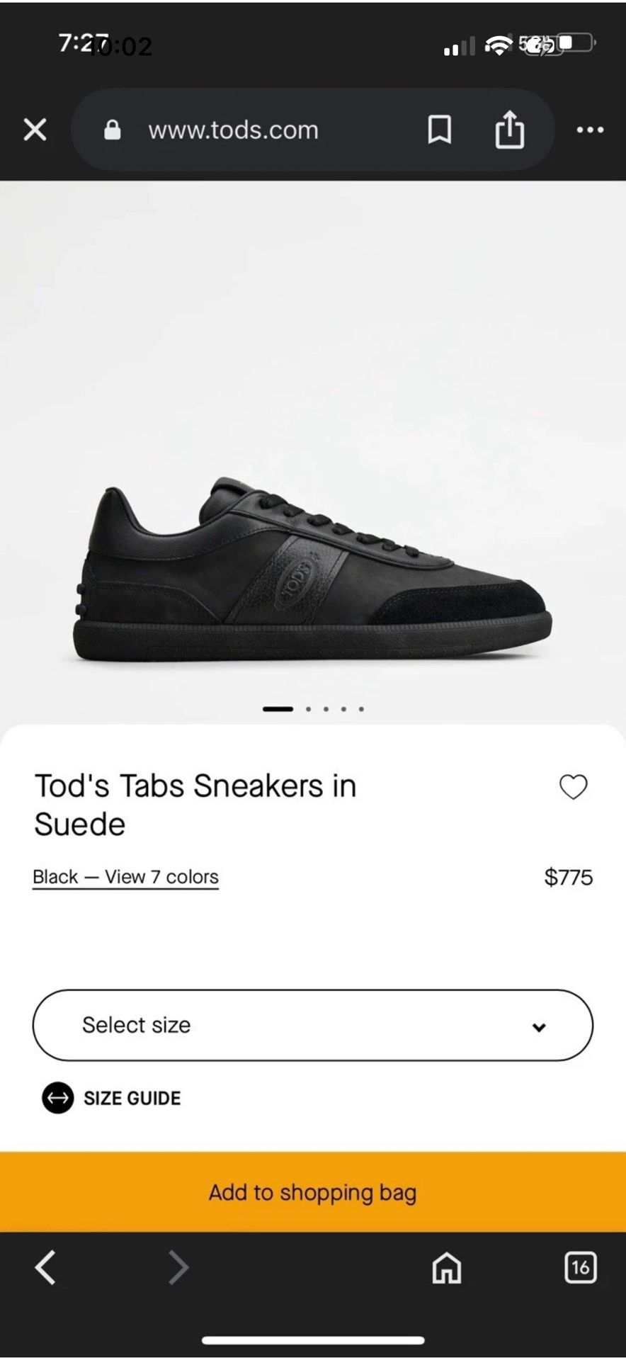 $775 Tod’s Men’s Classic Black Comfort Leather Tabs Sneakers Size 8