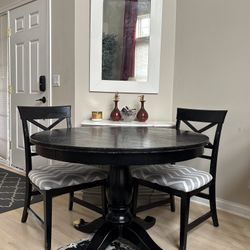 Classic Black Solid Wood Dining Set