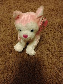 Ty Beanie Baby White and Pink dog Plush