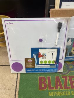 Brand New Magnetic Dry Erase Combo Board – 14" x 14" Whiteboard with Marker & Magnets