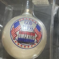 God Bless America" Patriotic Glass Ball Ornament