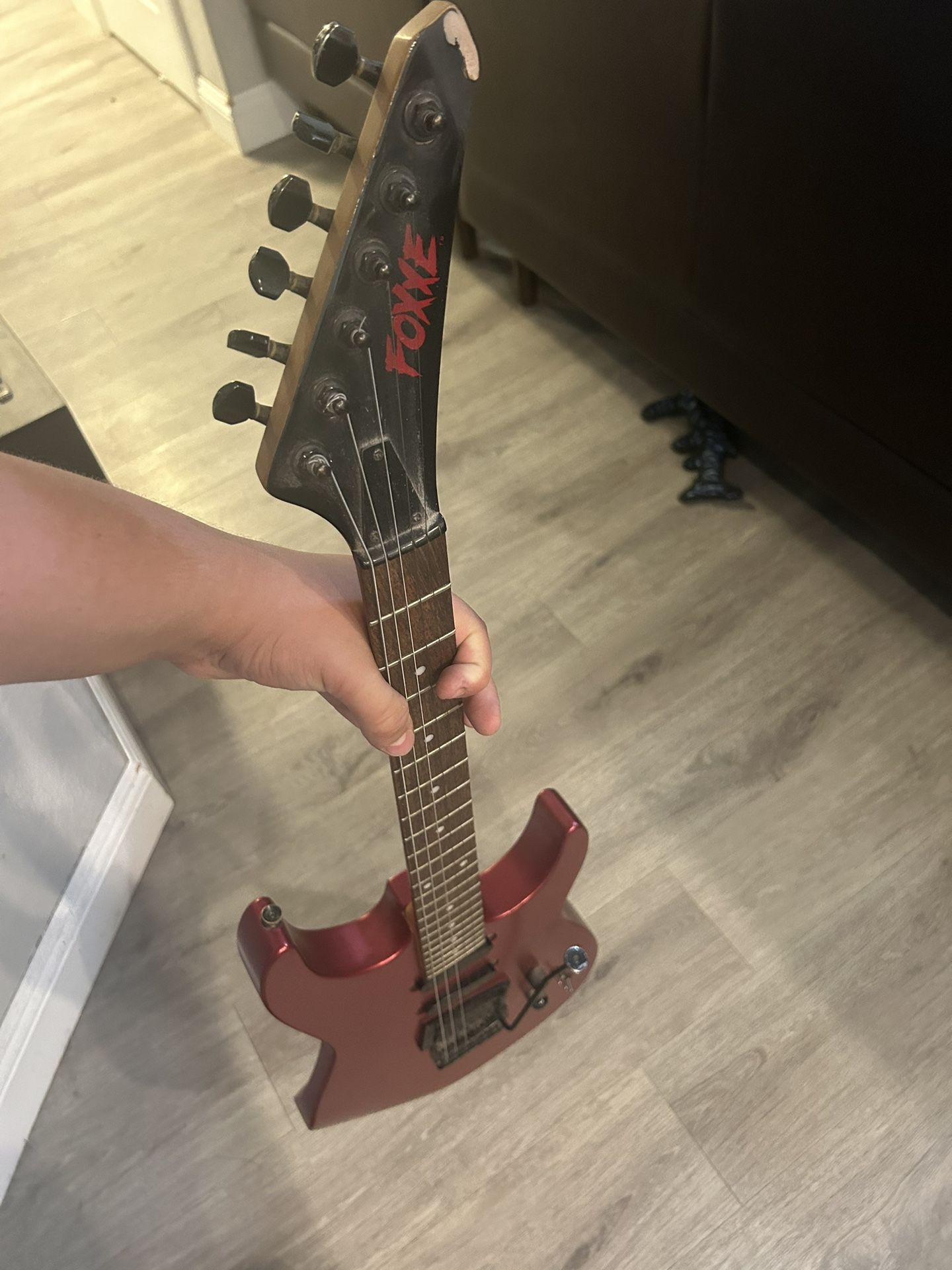 Vintage 1988 Foxxe By Barrington Electric Guitar Missing A String And Has Chip On Top