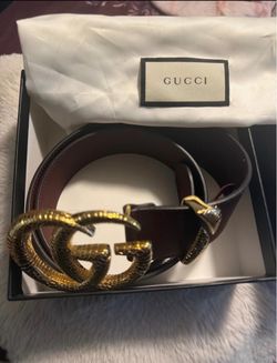 Gucci Double G Snake Buckle Leather Belt