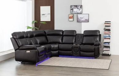 Sectional Recliner Manual  with speakers and Bluetooth eld lights